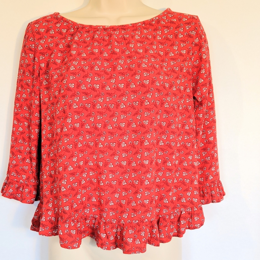 Gap red  peasant‎ blouse